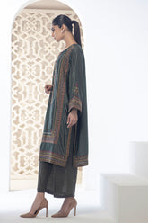 DA-3015 GREEN EMBROIDERED KURTA WITH TROUSER